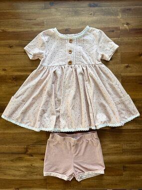 SweetHoney Girls Out To Play Set Soft Plum Dot 4T Knit Short Sleeve Shorts